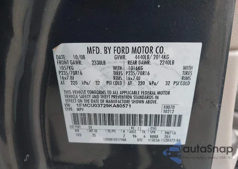 2009 Ford Escape Xlt из США, поврежденный, VIN 1FMCU03729KA80571